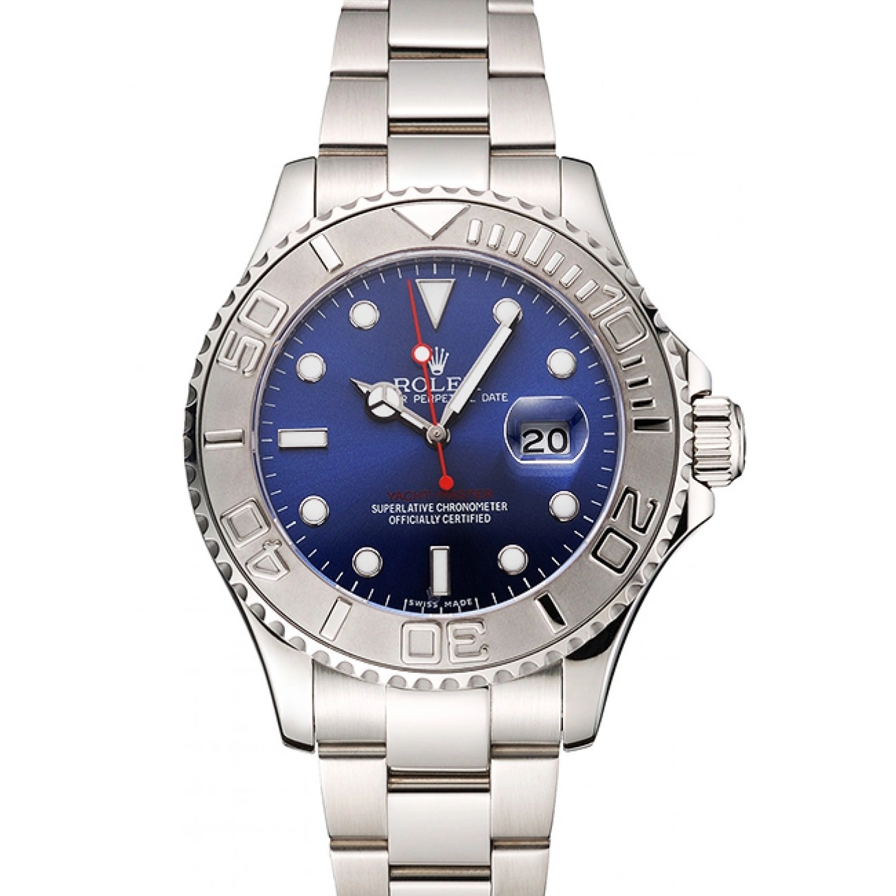 Steel Rolex Bracelet Case Dial Stainless And Yacht-Master Blue 0729